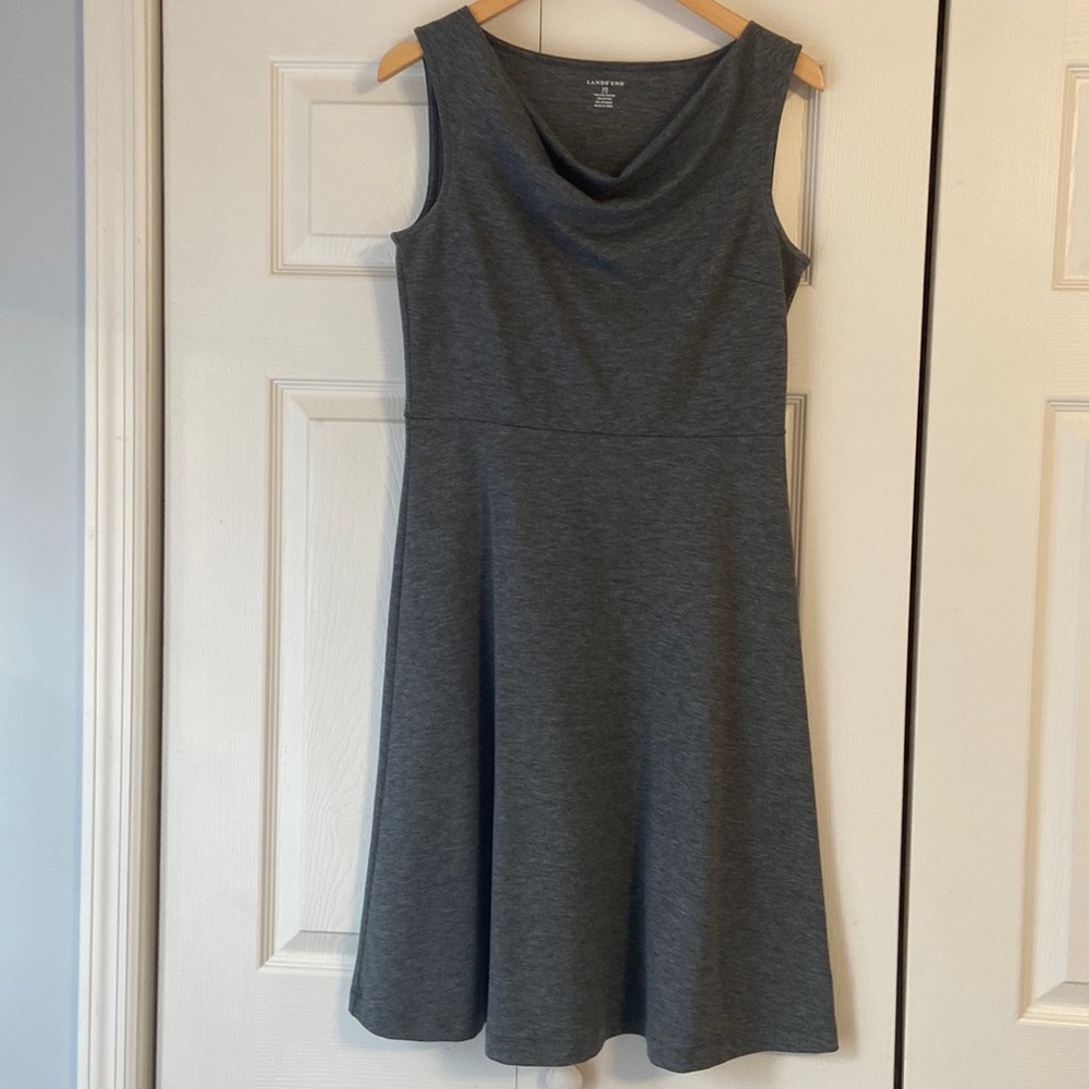 Lands End stretchy charcoal grey dress